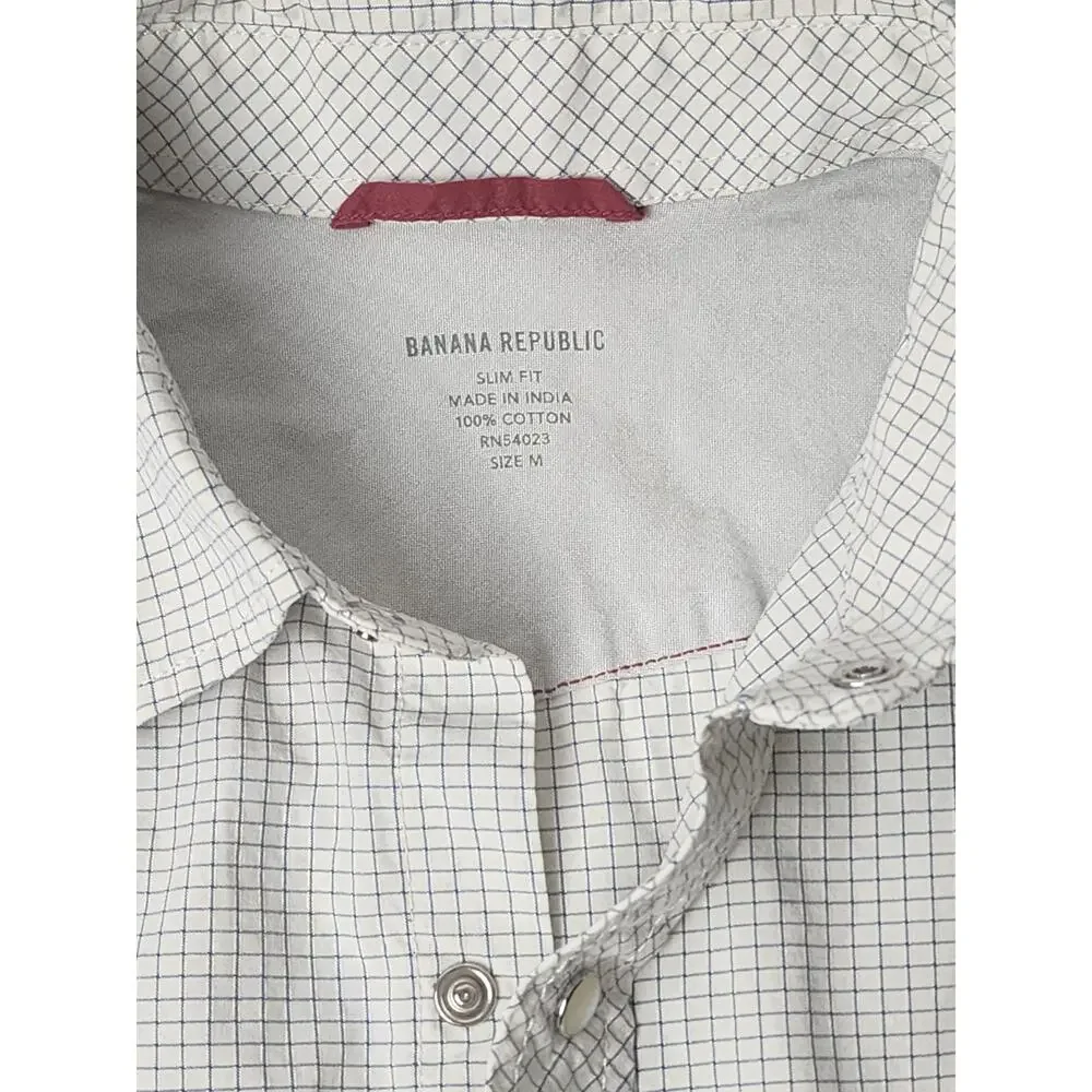 Banana Republic Men's Slim Fit M Medium Pearl Snap Checkered Western Shirt